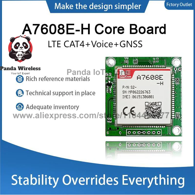 บอร์ดหลัก SIMcom A7608E-H รองรับ LTE CAT1+GNSS พร้อมขั้วต่อแบบแถวเดียว ความแม่นยำสูงระดับอุตสาหกรรม สำหรับ PCB/SMT รองรับ GNSS เป็นตัวเลือก