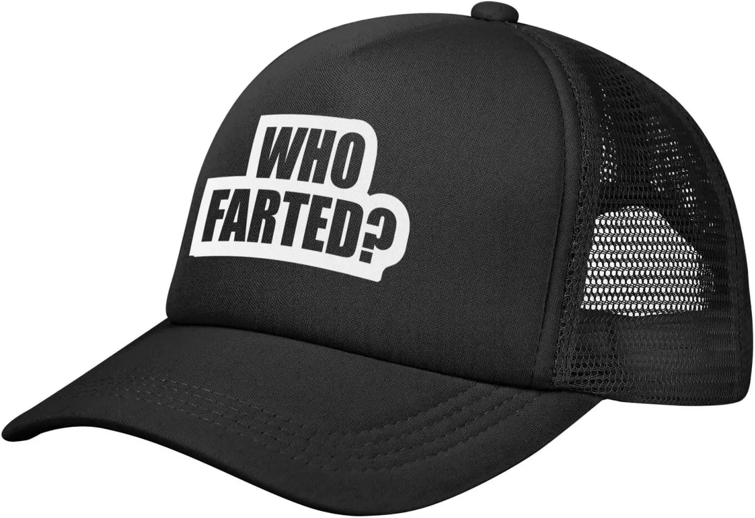 Who Farted Hat Mens Summer Breathable Baseball Cap Adjustable Outdoor Cool Mesh Trucker Hat Black