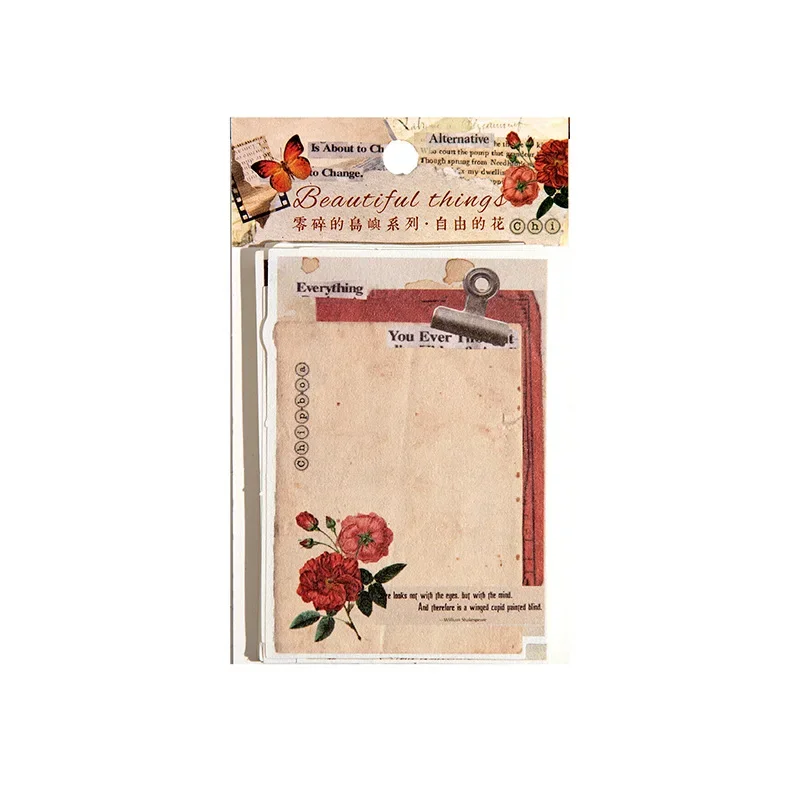 30 Stuks Memo Notes Rose Materiaal Papier Handgemaakte Brief Bericht Literaire Backing Decoratie Plakboek Afdichting 135*85Mm