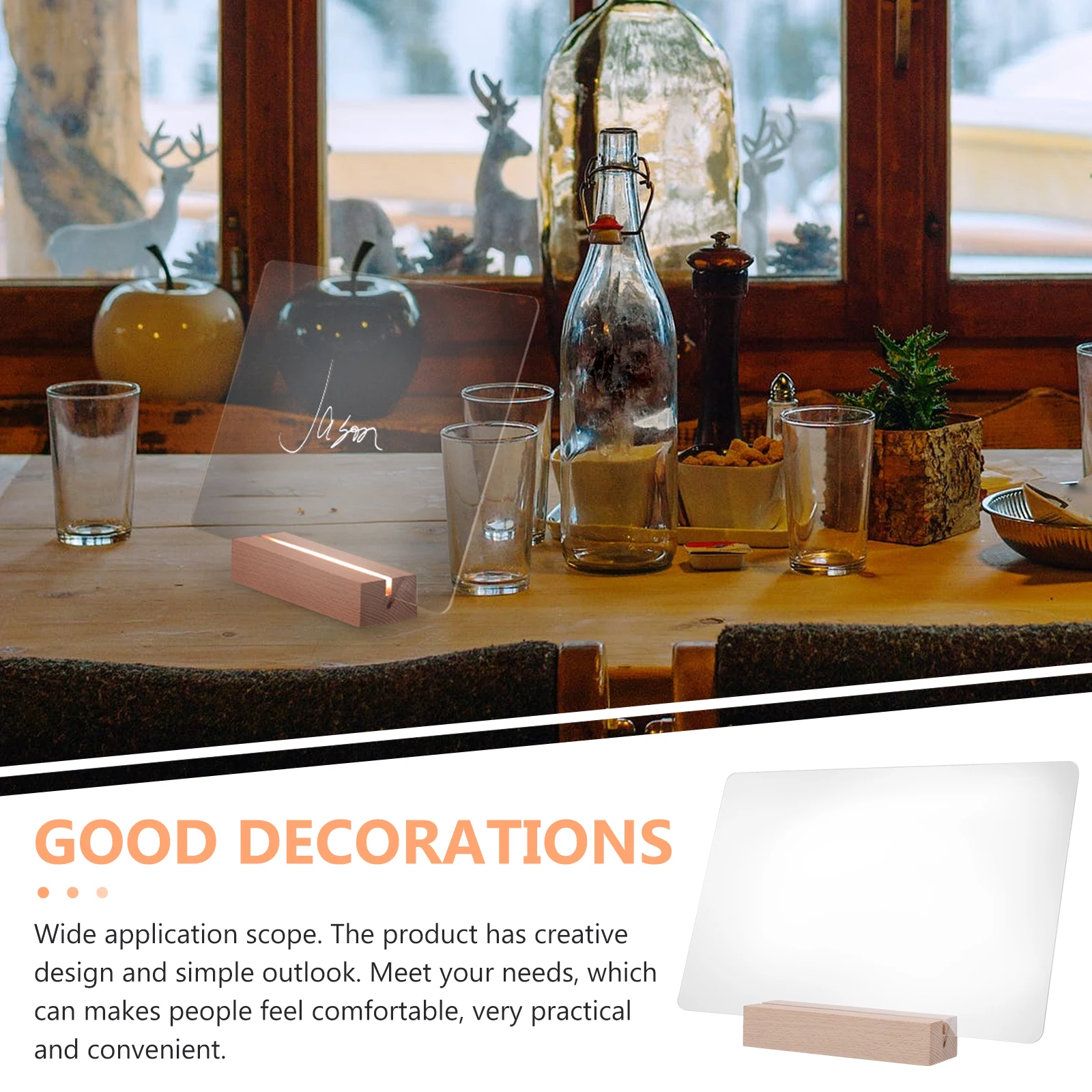 Acrylic Note Board Transparent Writing Pad Erasable Message Board Large Size Whiteboard Home Office School LED Light Base Dry