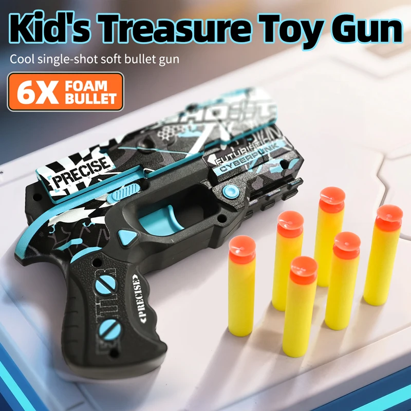 Pistolet na miękkie kulki dla dzieci, plastikowy, z piankowymi strzałkami, ręczny, model do strzelania na zewnątrz, sportowy, dla dziewczynek i chłopców, prezent urodzinowy.