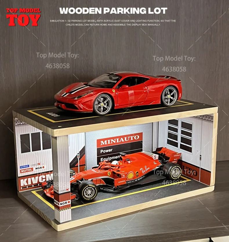 1/24 Scale Parking Lot Model 27x17x16cm Simulate Miniature Scene with Lighting Underground Cars Display Box for Fans