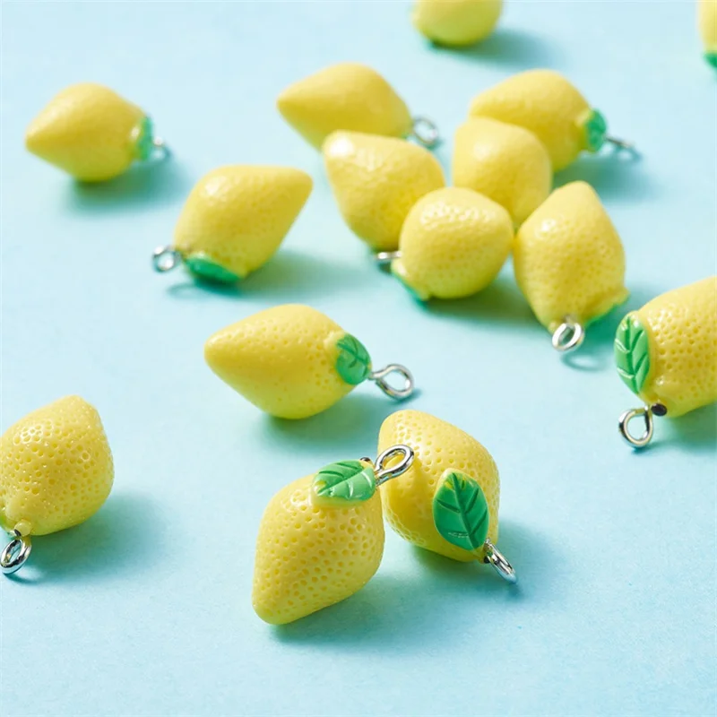 10Pcs/Pack Charms Resin Pendants Cute Fruit Lemon Shape Pendants for DIY Jewelry Making Earring Keychain Bracelet Accessories