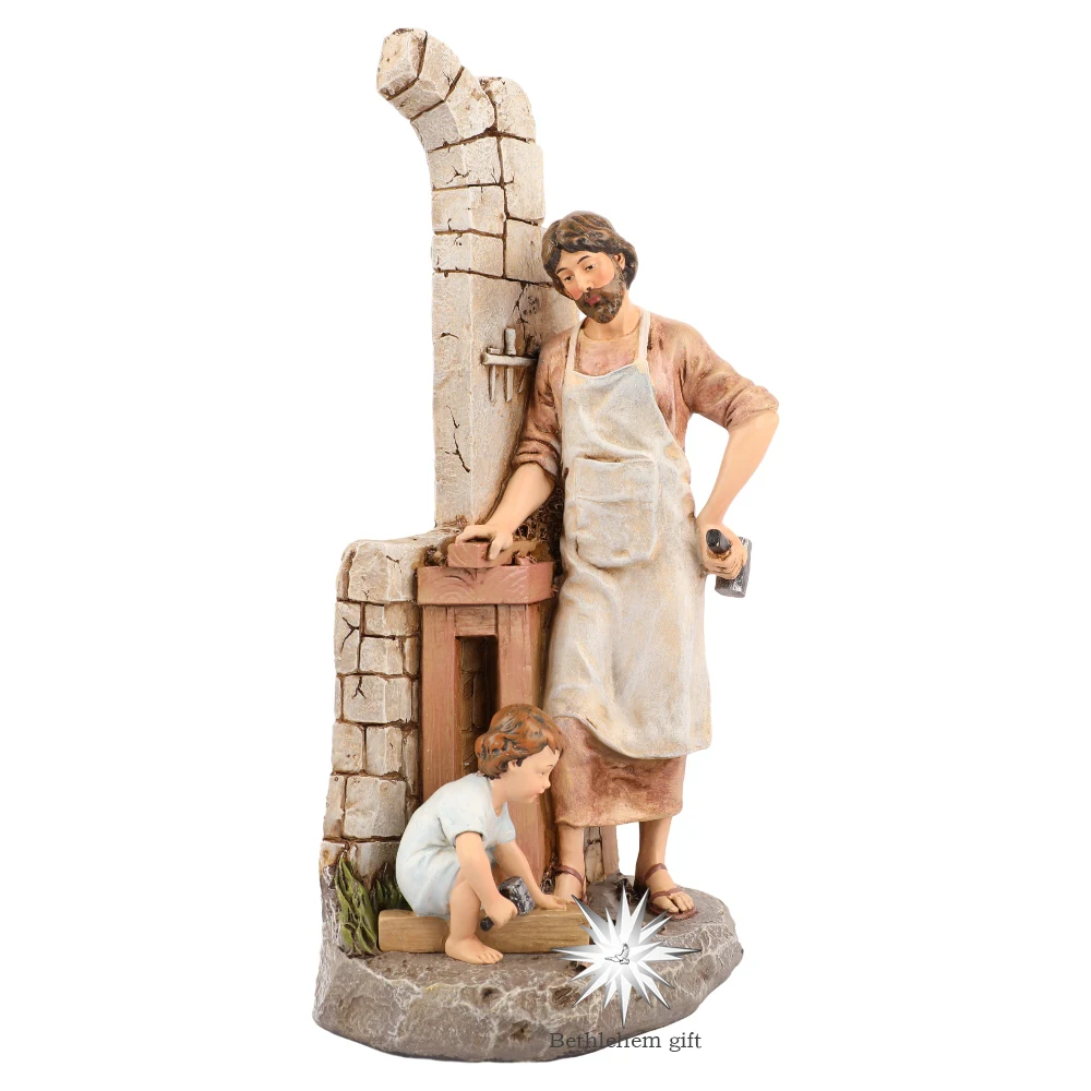 Carpenter\'s Apprentice Figurine, Life of Christ, Renaissance Collection, 31.5 Tall, Resin and Stone, Religious Gift, Decor