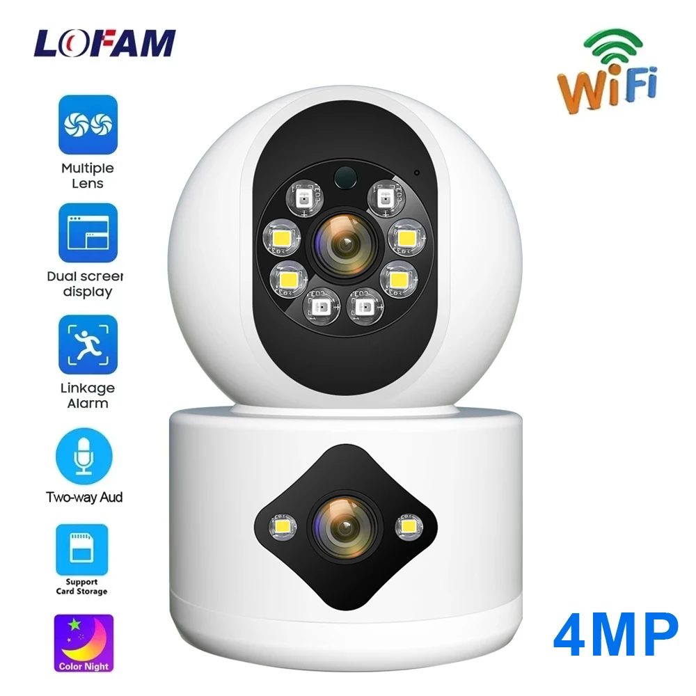 Wifi Camera 4MP Dual Lens Security Auto Tracking Color Night Vision CCTV Video Surveillance Home Baby Monitor Wireless IP Camera
