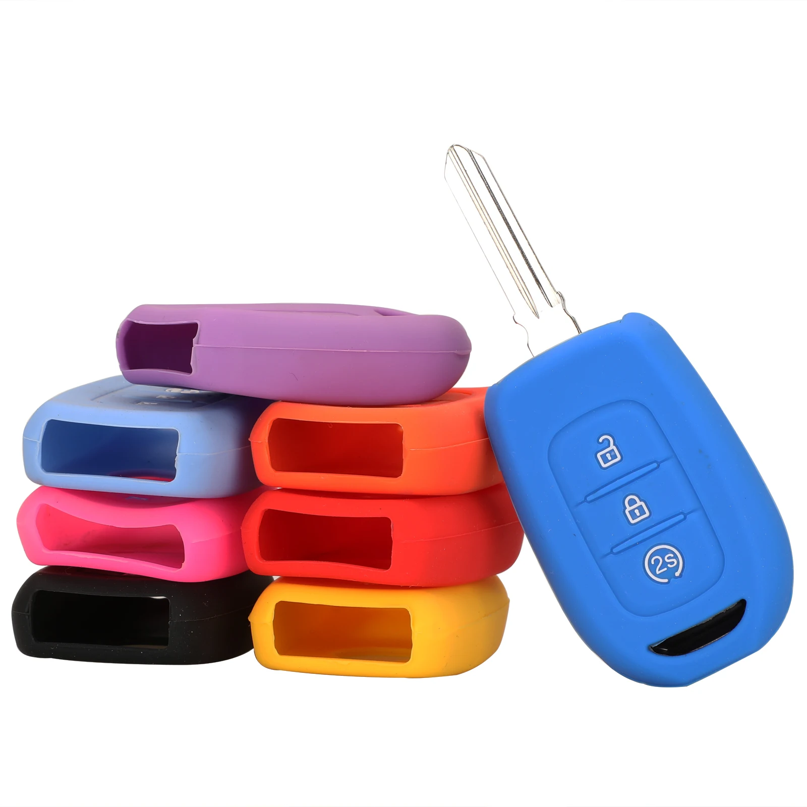 Jingyuqin Silicone Car Key Cover Case For Renault Clio Captur Kangoo Kadjar Koleos Megane Modus Kwid Dacia Logan Duster 2/3/4BTN