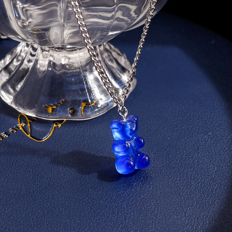 Cute Mini Gummy Bear Necklace Bear Earrings Bracelets Necklaces for Women Creative Cartoon Kids Birthday Party Gifts