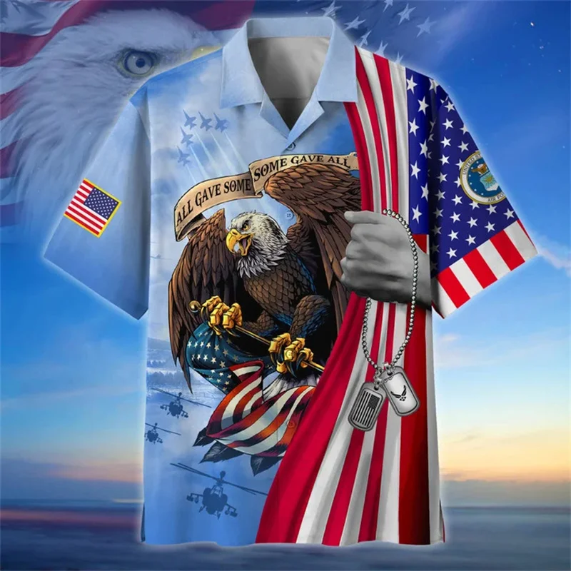 Summer New 3D UNITED STATES Soldiers Veterans Armys Print Shirts Kid Fashion Short Shirts For Men Women Vintage Hawaiian Clothes