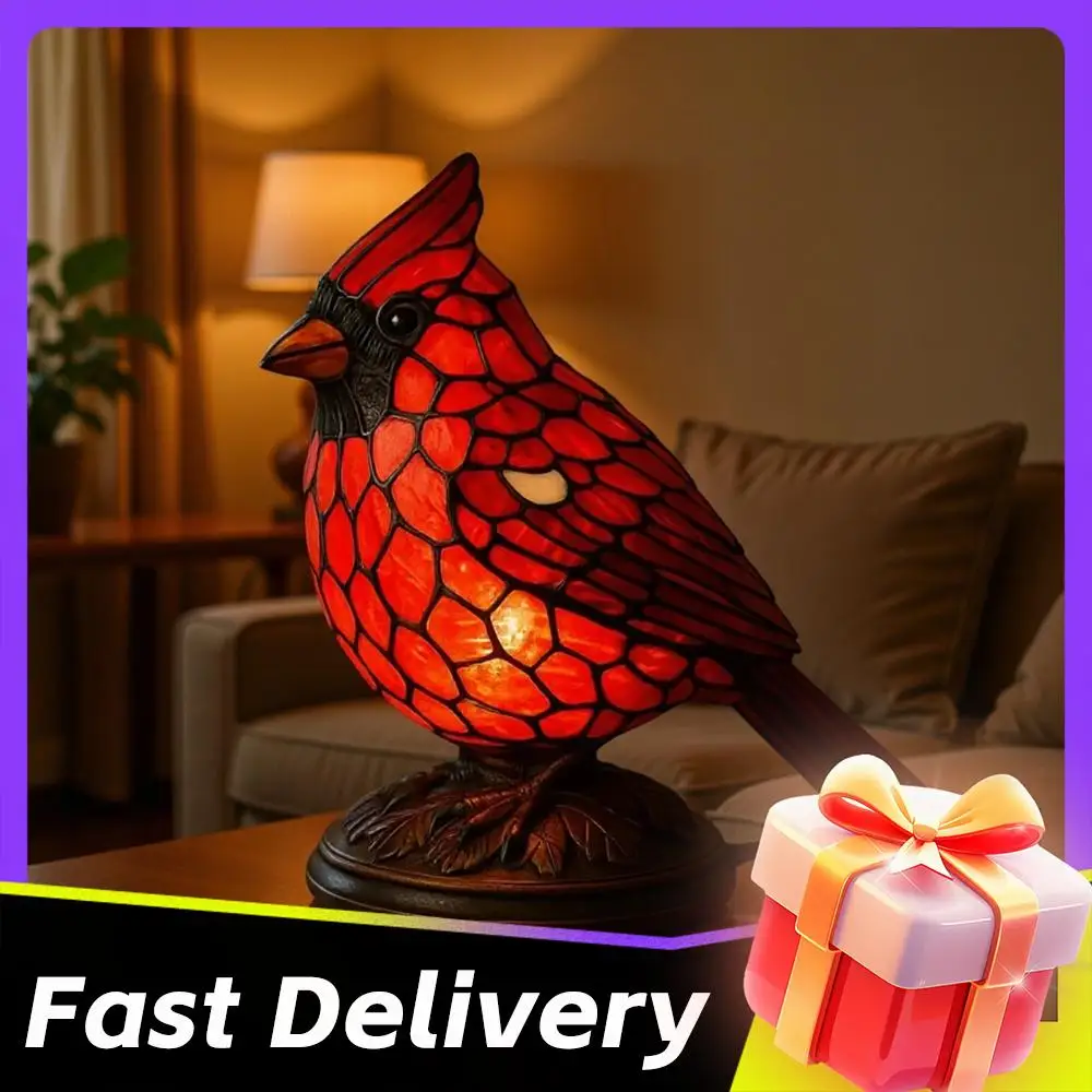 Desktop Red Brid Art Night Light Ornaments Bird Series Decoration Cardinal Lamp Decorative Red Bird Table Lamp Art Decor Light