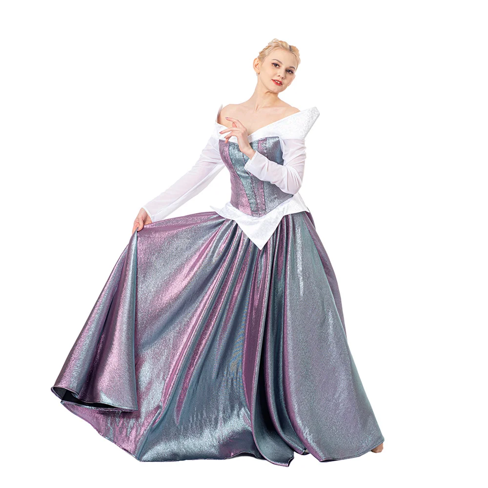 Aurora Cosplay Costume Women Purple  Elegant Changing Ball Gown Princess Halloween Party Dress - view 6
