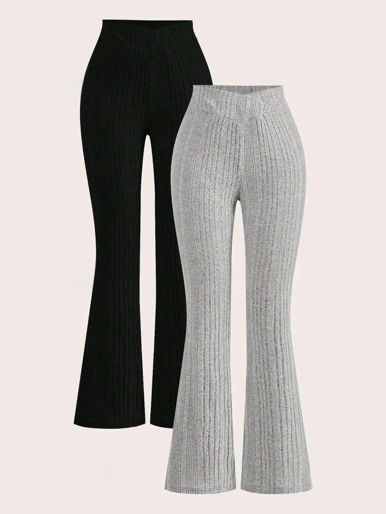 2-piece women's fashionable and elegant casual base leggings, knitted with textured herringbone pattern