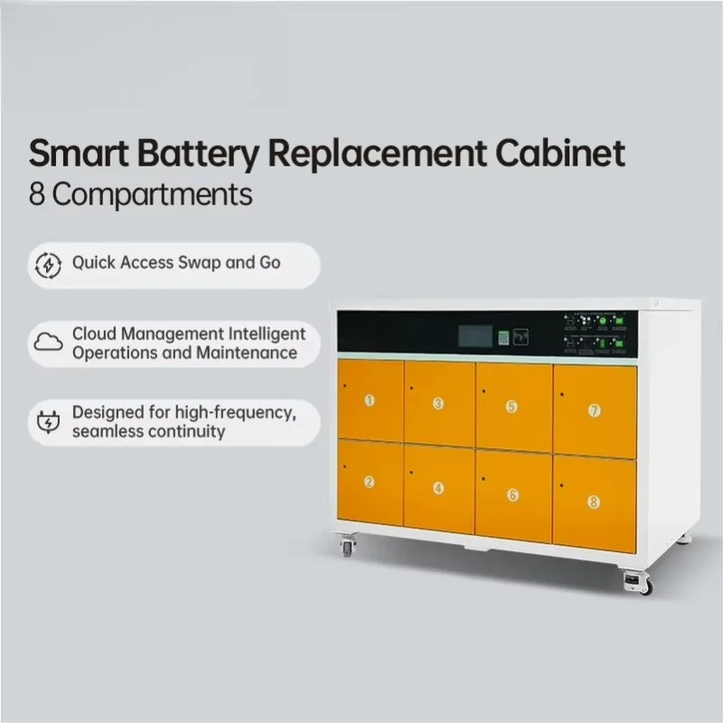 Customize Middle East High-Temp Horizontal 8-Cabin Lithium Battery Swap Cabinet Enhanced Cooling Stainless Steel Construction
