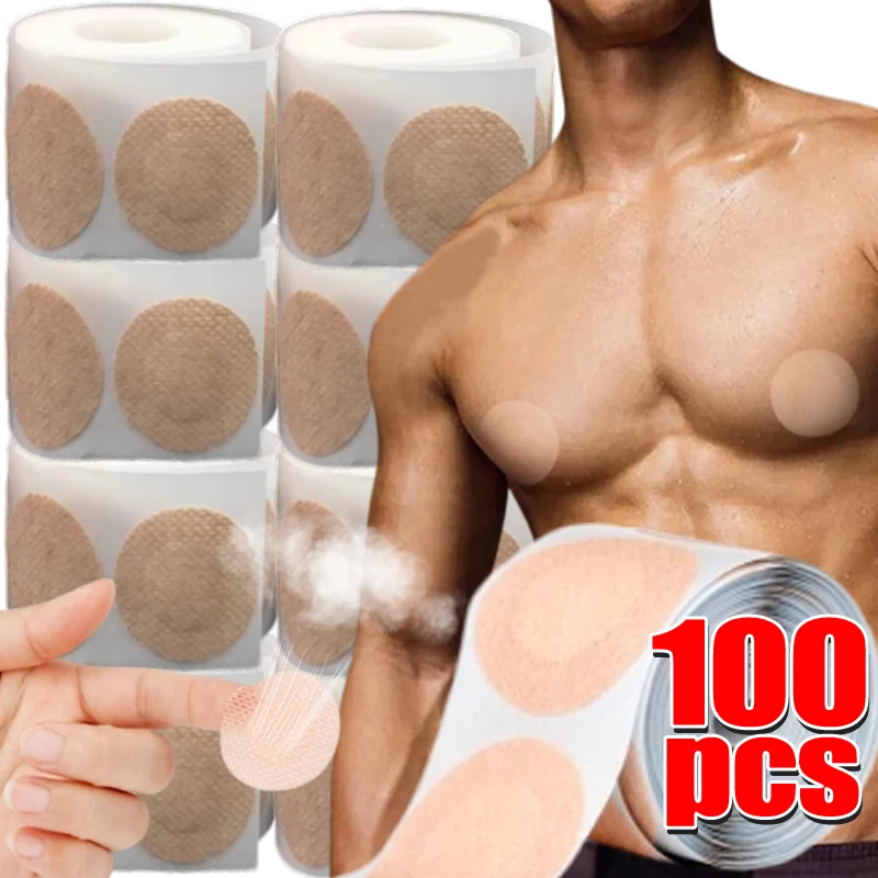 100pcs Men Anti-dropping Nipple Cover Waterproof Traceless Chest Stickers Man Running Breathable Prevent Bump Thin Breast Patch