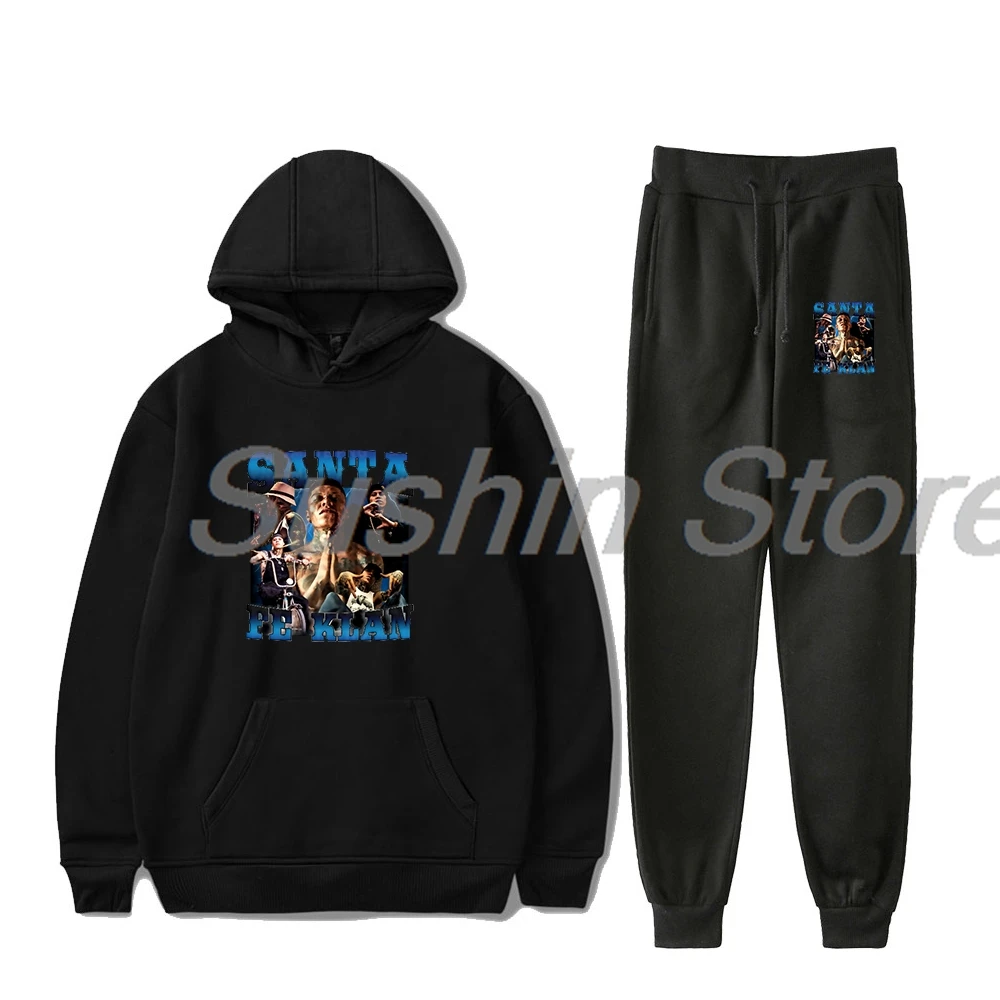 

Santa Fe Klan Tour Vintage Graphic Hoodie Jogger Pants Two Piece Set Sweatshirts+Sweatpants Women Men's Set