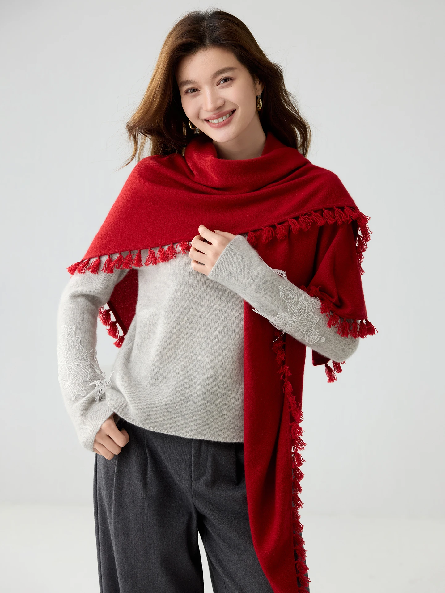 ผ้าคลุมไหล่แคชเมียร์ 100% สไตล - Winter Clothing Ladies บทวิจารณ์และราคา