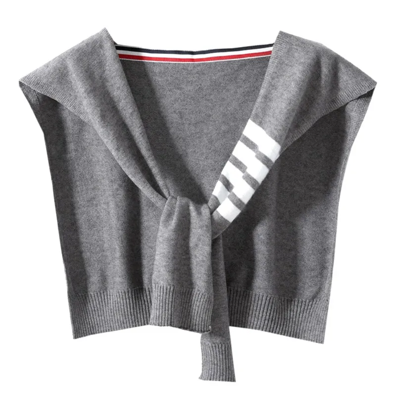 Spring Summer Knitted Shawl Sleeveless Outerwear Air Conditioning Towel Thin Fashionable Neck Support High End Shoulder High