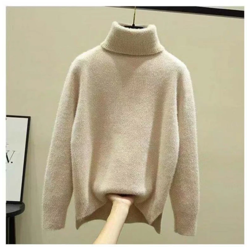 

2023 New Korean version student Autumn Winter Knitted Pullovers Irregular sweater Female Leisure looser Warm short sweater