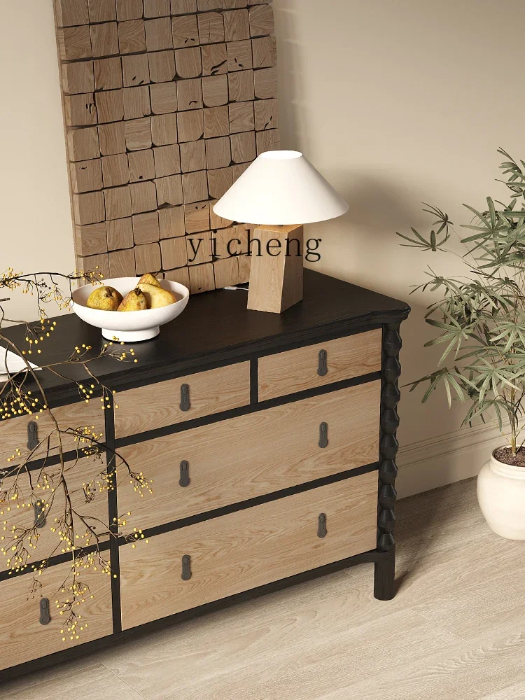 ZK ريترو خشب متين خزانة جانبية مدخل الفيلا القديمة الأوسط خزانة التحف غرفة نوم التلفزيون خزانة إكسسوارات ديكور منزلي