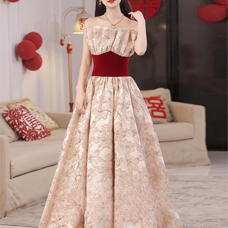 High Quality |Toasting Women Dress New Style Hepburn Little Red Skirt Pink Strapless Female