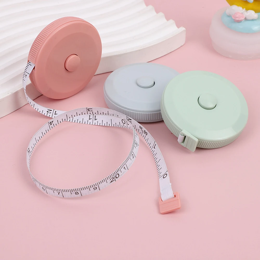 1PC/5pcs 1.5m Small Tape Measure Portable Student Soft Leather Three Measurement Clothes Automatic Recycling