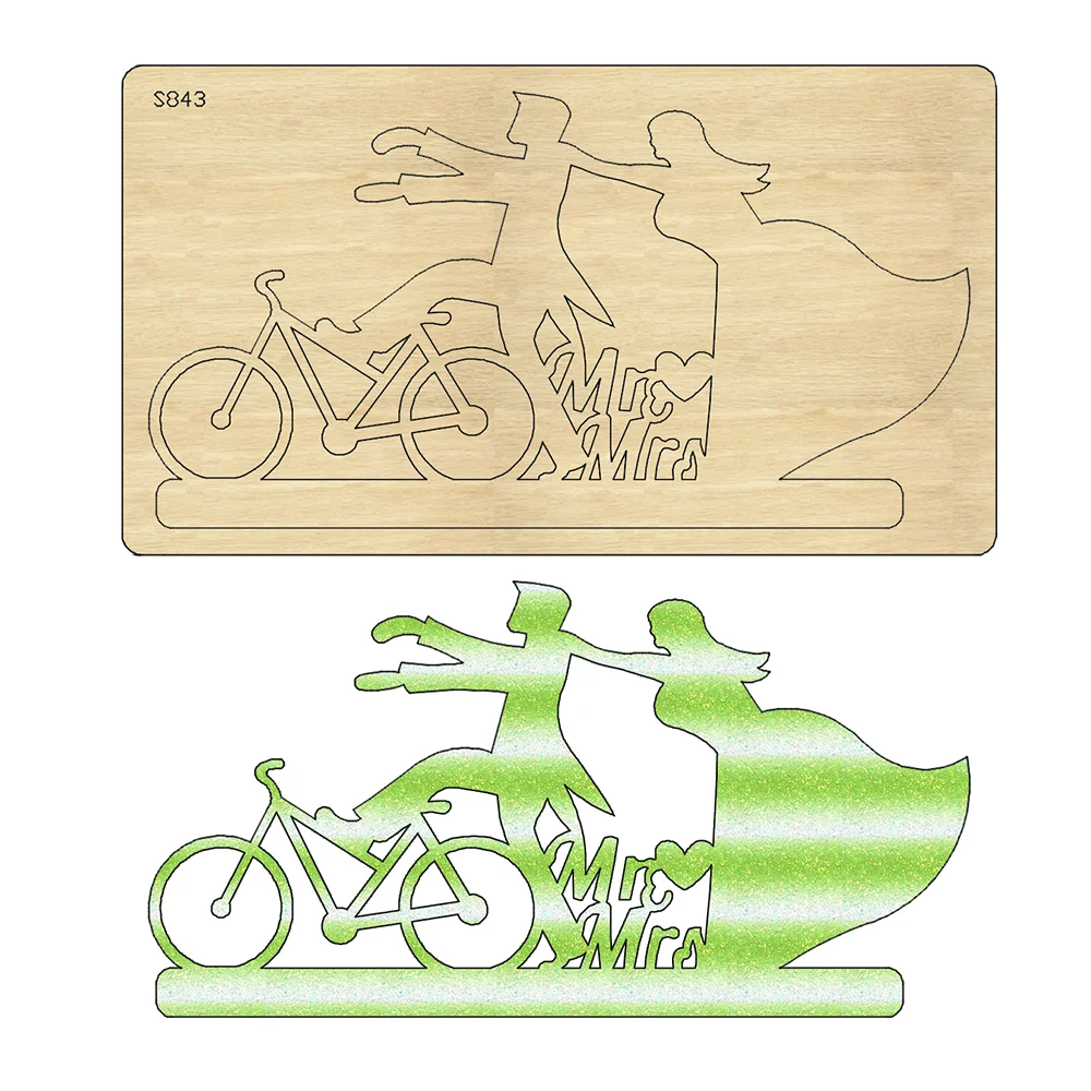 

bride and groom with bicycles Cutting Die Wooden Dies Suitable for Common Die Cutting Machines on the Market