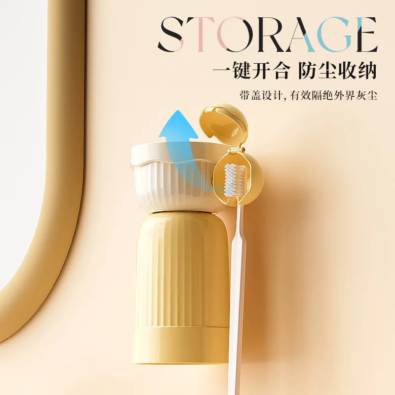 Multi functional three in one magnetic toothbrush cup holder, bathroom inverted mouthwash cup, toothbrush toothpaste