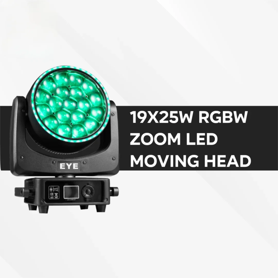 

Stage Light 19X25W RGBW Zoom LED Moving Head Bee Eye DJ Stage Lighting Halo Effect DJ DMX Bar party