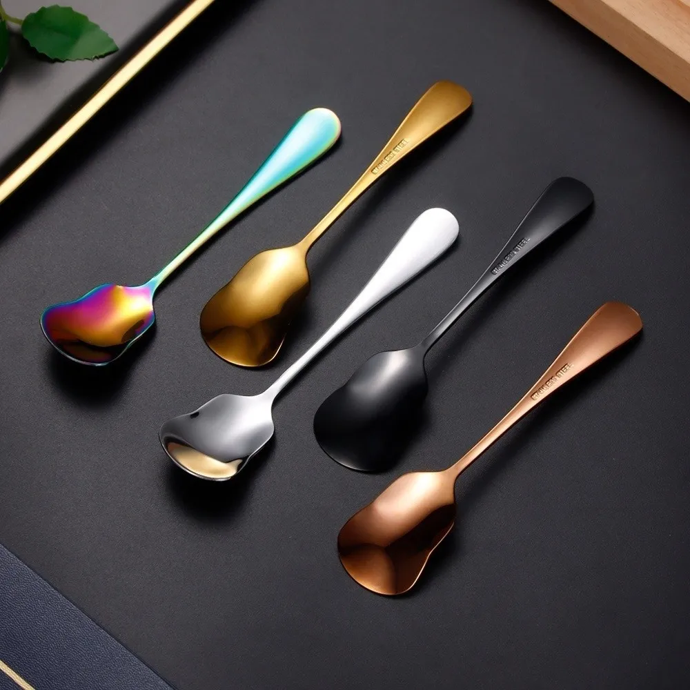 High Quality Portable Dessert Spoon Stainless Steel Short Handle Stirring Spoon Cake Spoon