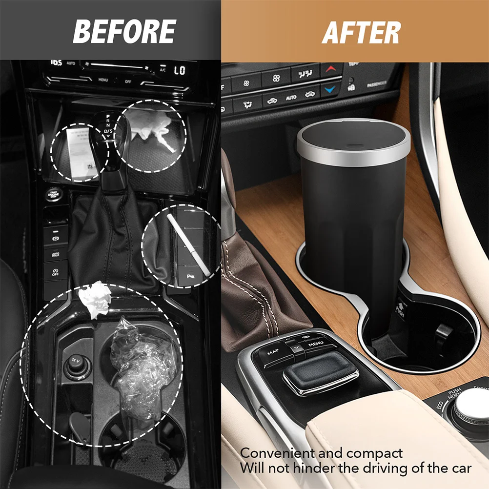 

Cup Holder Mini Garbage Bin Vehicle Interior Small Portable Container Lid Auto Accessories Rubbish High Capacity Non-Deformable