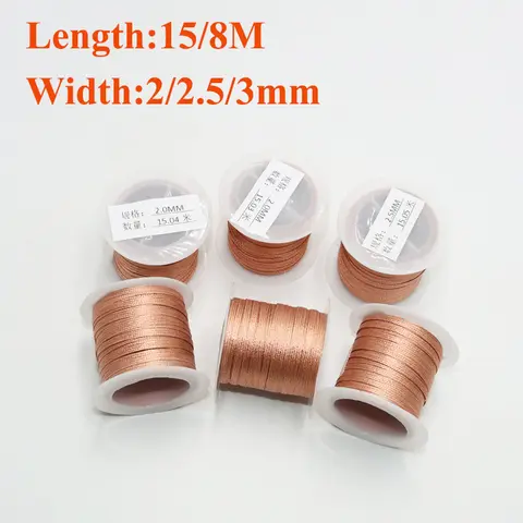 구리 와이어 납땜 제거 브레이드 심지, PCB 회로 기판, BGA 주석 용접 재작업 납땜 도구, 15/8M 길이