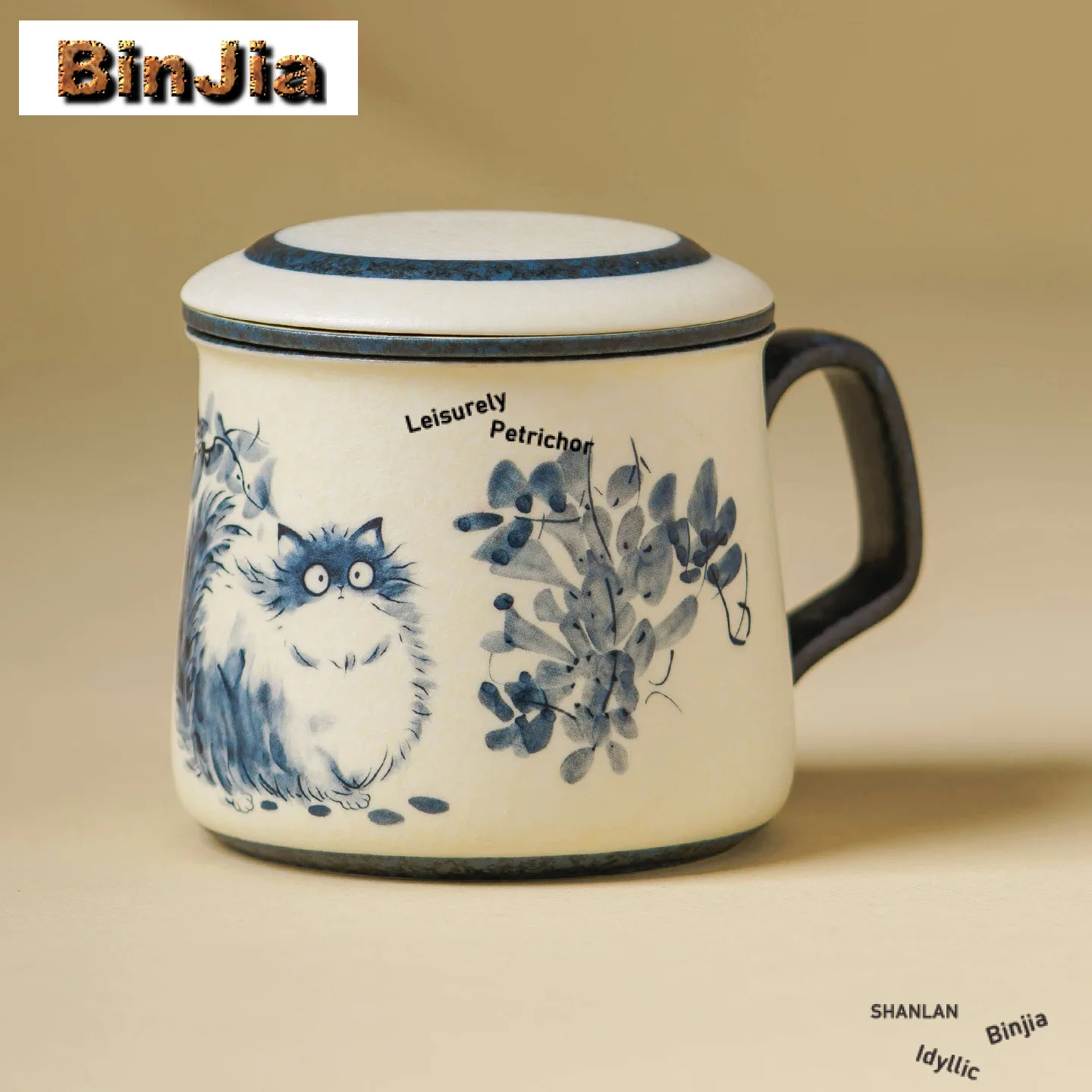 

344 мл ручная роспись кошачий фильтр, чашка-сепаратор для чая, эстетичная кружка для чая с заварочным устройством, бытовая чайница, офисная чашка для воды, посуда для напитков