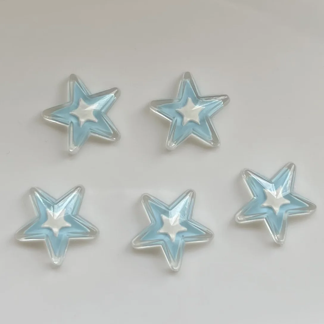 Mininstants Blue Star Cartoon Series Cabochons, résine de dessin animé, matériaux d'artisanat de bricolage, fabrication de bijoux, breloques, 5 pièces