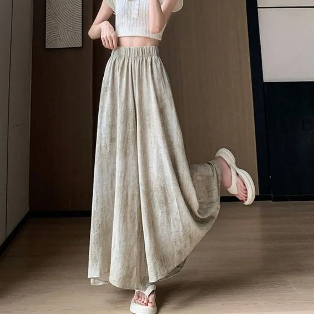 

Summer Tie Dye Straight Pants Loose Dropping Feeling Wide Leg Loose Pants Yamamoto High Waist Women's Ice Silk Trousers Girl