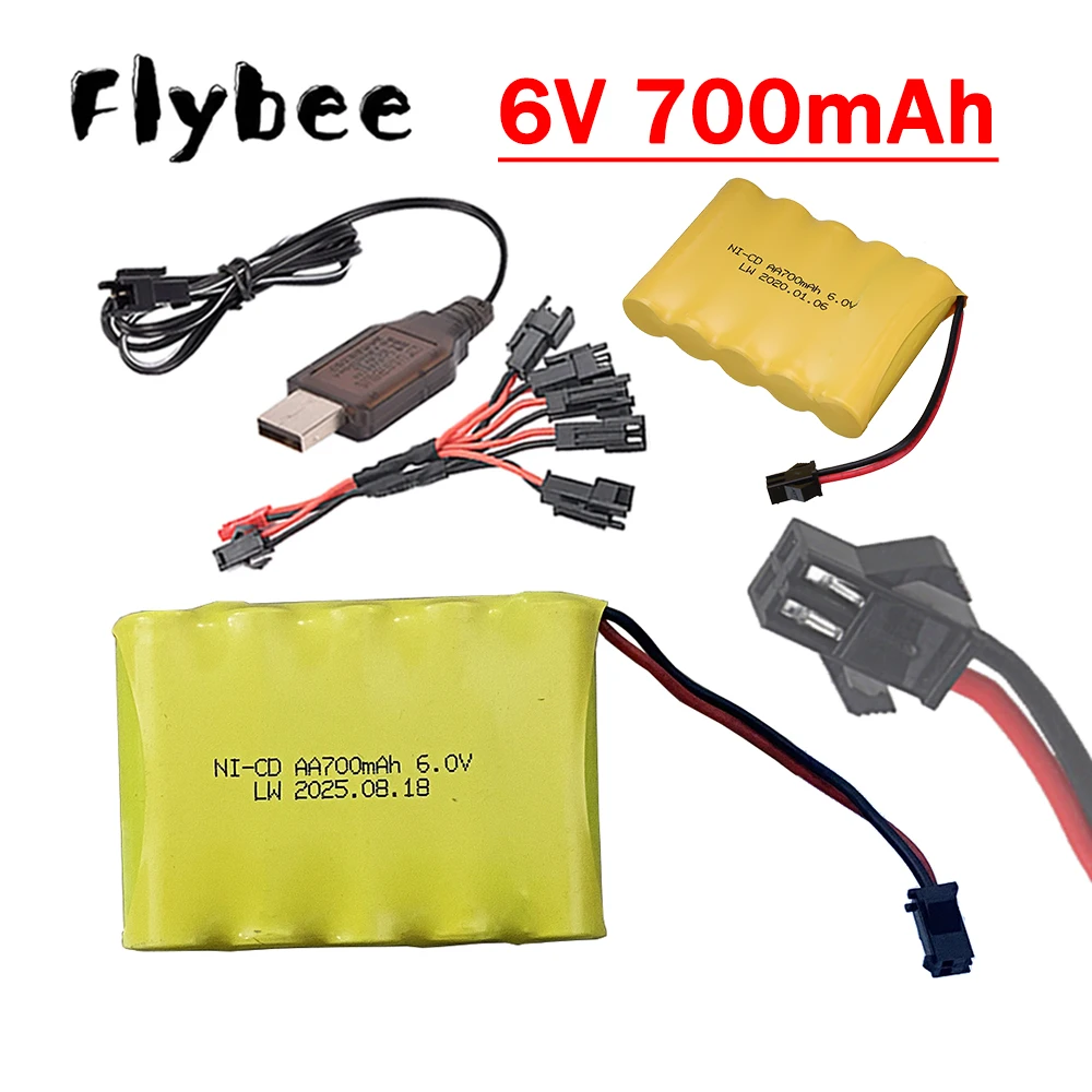 4.8V USB Charger / Upgrade 700mah 6V AA NiCD Rechargeable Battery Pack / SM Plug For Rc Toys Cars Tanks Truck Robots Guns Boats