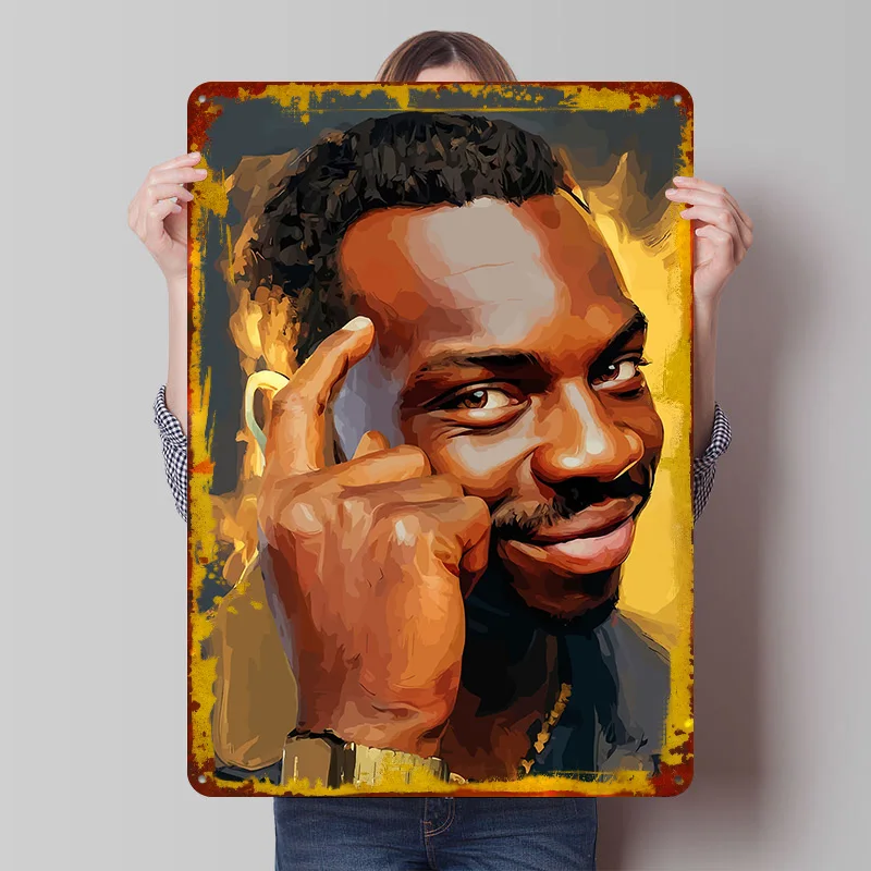 Man Thinking With Hand on Chin Printed Poster Customized Wall Art Retro Vintage Metal Tin Signs for Home Decorations Desk Decor
