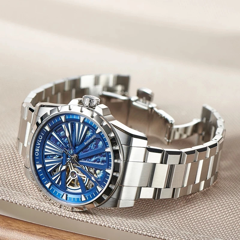 OBLVLO 316L สแตนเลสนาฬิกากลไกอัตโนมัติโครงกระดูก Super Luminous Men Casual กีฬานาฬิกา Seiko NH70A นาฬิกา