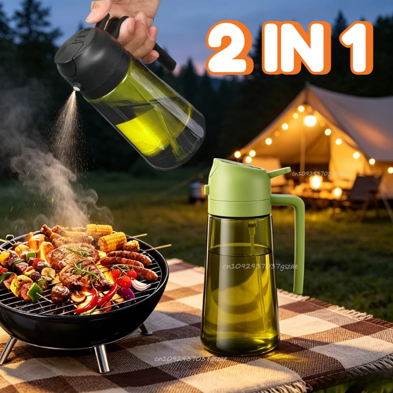 Oil Spray Bottle Oil Cruet Dispenser  Kitchen Items and Accessories 500ml Oil Spray for Cooking Plastics Spray Pour Camping BBQ