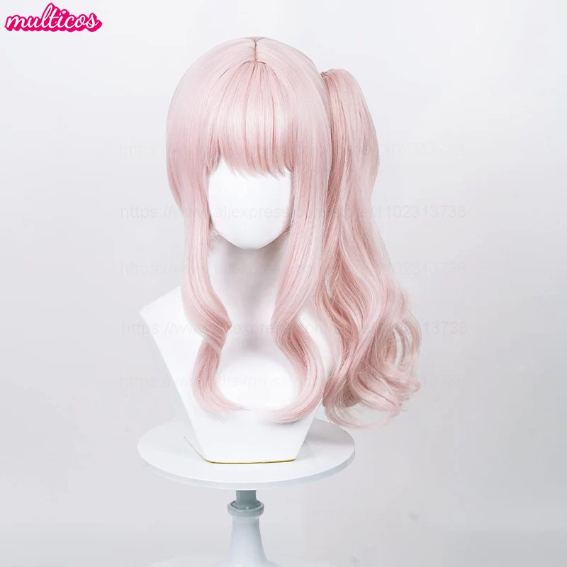 High Quality Anime Akiyama Mizuki Cosplay Wig 45cm Long Pink Curly Scalp Wigs Heat Resistant Synthetic Hair Wigs + Wig Cap