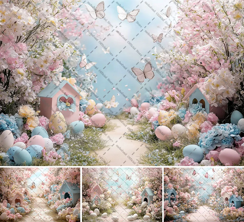 

Фон для фотосъемки Mehofond, весенняя Пасха, сказочная страна, бабочка, цветок, яйца, детский день рождения, портретный декор, фон для фотостудии