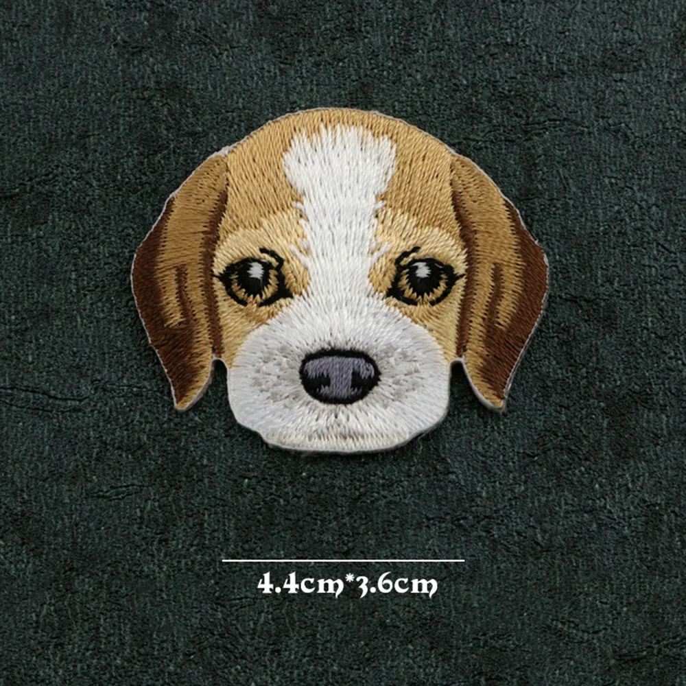 1 Piece Animal Embroidery Iron on Patch Cute Cartoon Dog Head for Clothes Bag DIY Decoration Applique