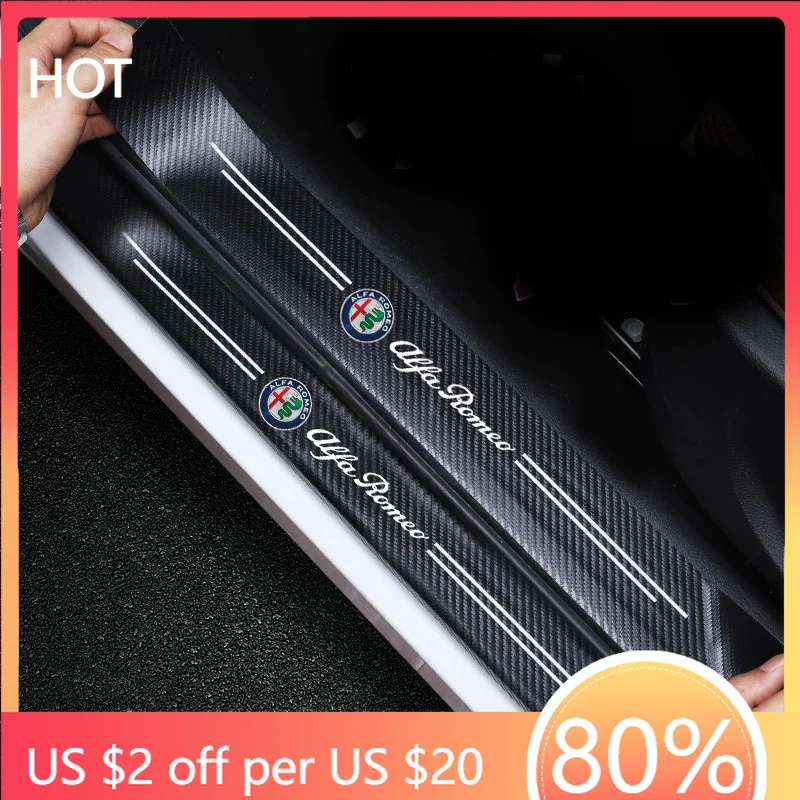 Hub Caps For Alfa Romeo Giulietta 159 Mito Giulia Stelvio 147 Car Door Sill Plate Protective Sticker Carbon Fiber Anti Scratch A