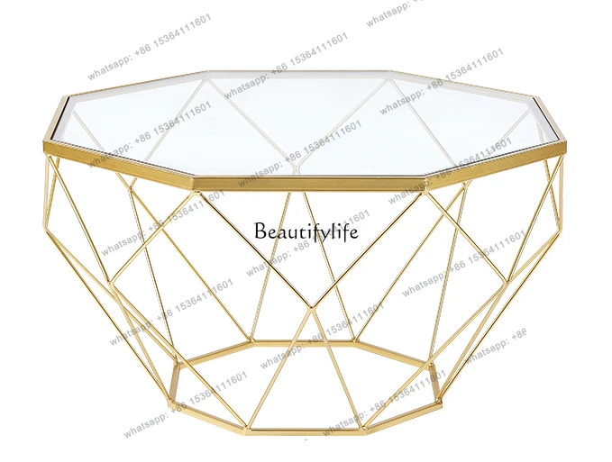 

13Nordic Iron round Tempered Glass Small Table Balcony Simple Tea Table Creative