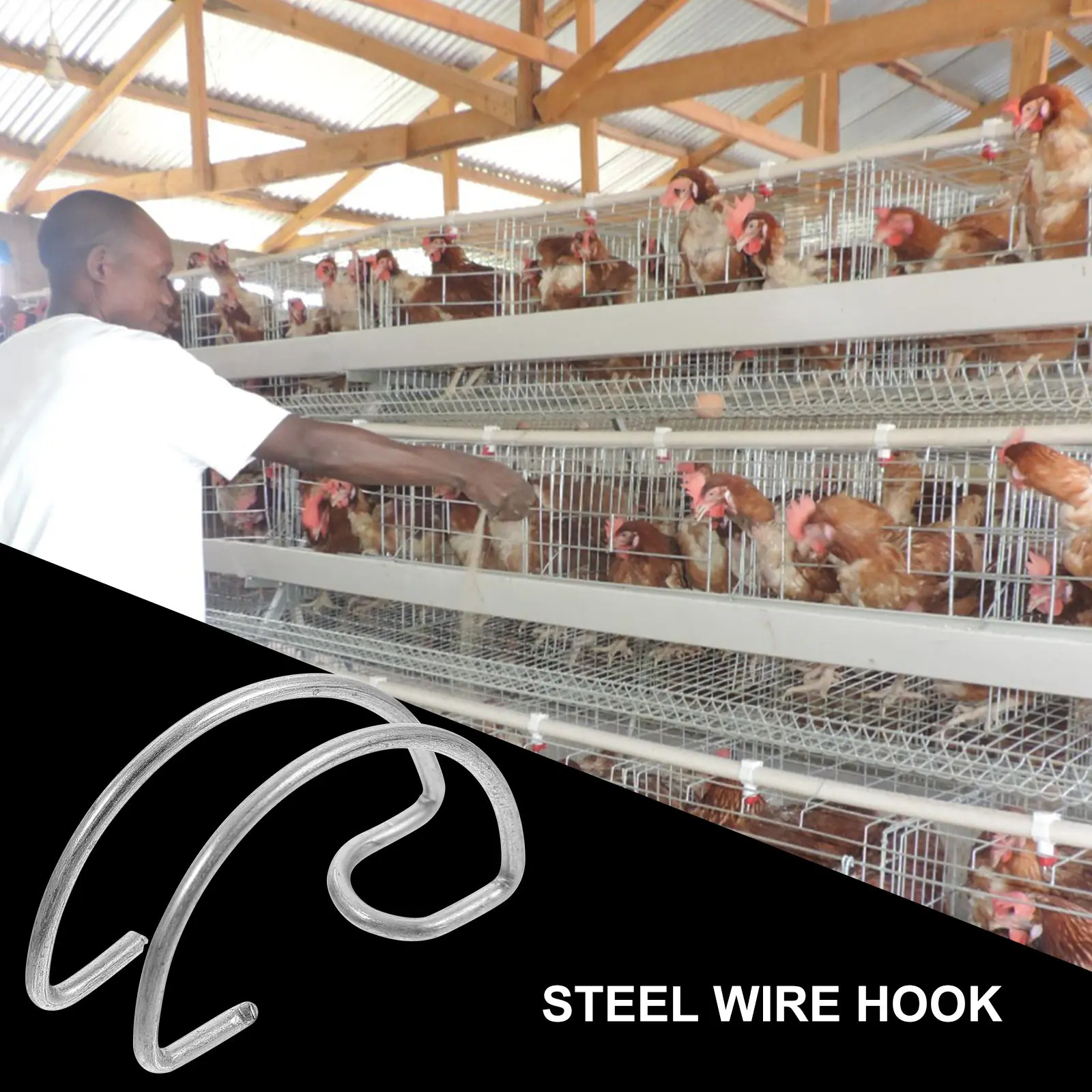 40Pcs Premium Wrought Stainless Steel Cage Hooks Creative Stylish Door Mounted Hooks for Bird Rabbit Chicken Pigeon Cage Storage