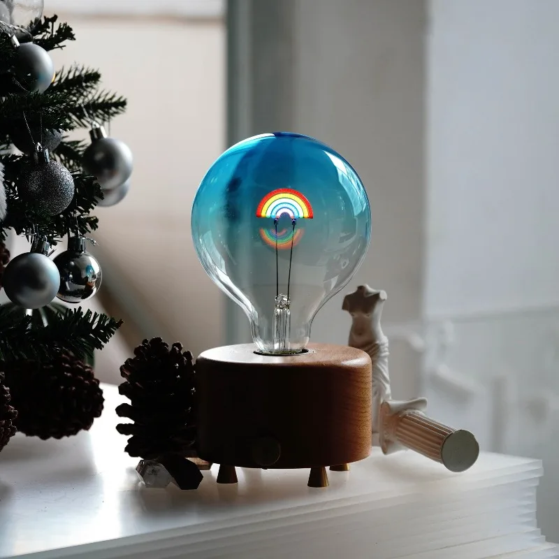 Dreamy Sky Blue Rainbow Night Light Rechargeable LED Mood Lamp Romantic Valentine's Day Gift for Couples Heart Shaped Love Light