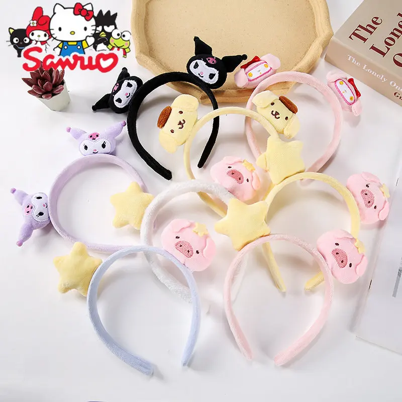 

Sanrio Melody Kuromi Hello Kitty Cinnamoroll Pochacco Headband Female Bunny Stuffed Pp Cotton Hoops Shark Clip Birthday Gifts