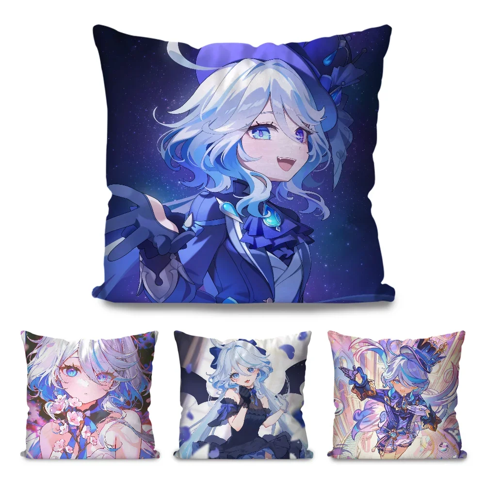 Furina Animation Game G-Genshin I-Impact Pillow Case Square Pillow Bedroom Sofa Leisure ComfortLiving Room Home Decoration 40X40