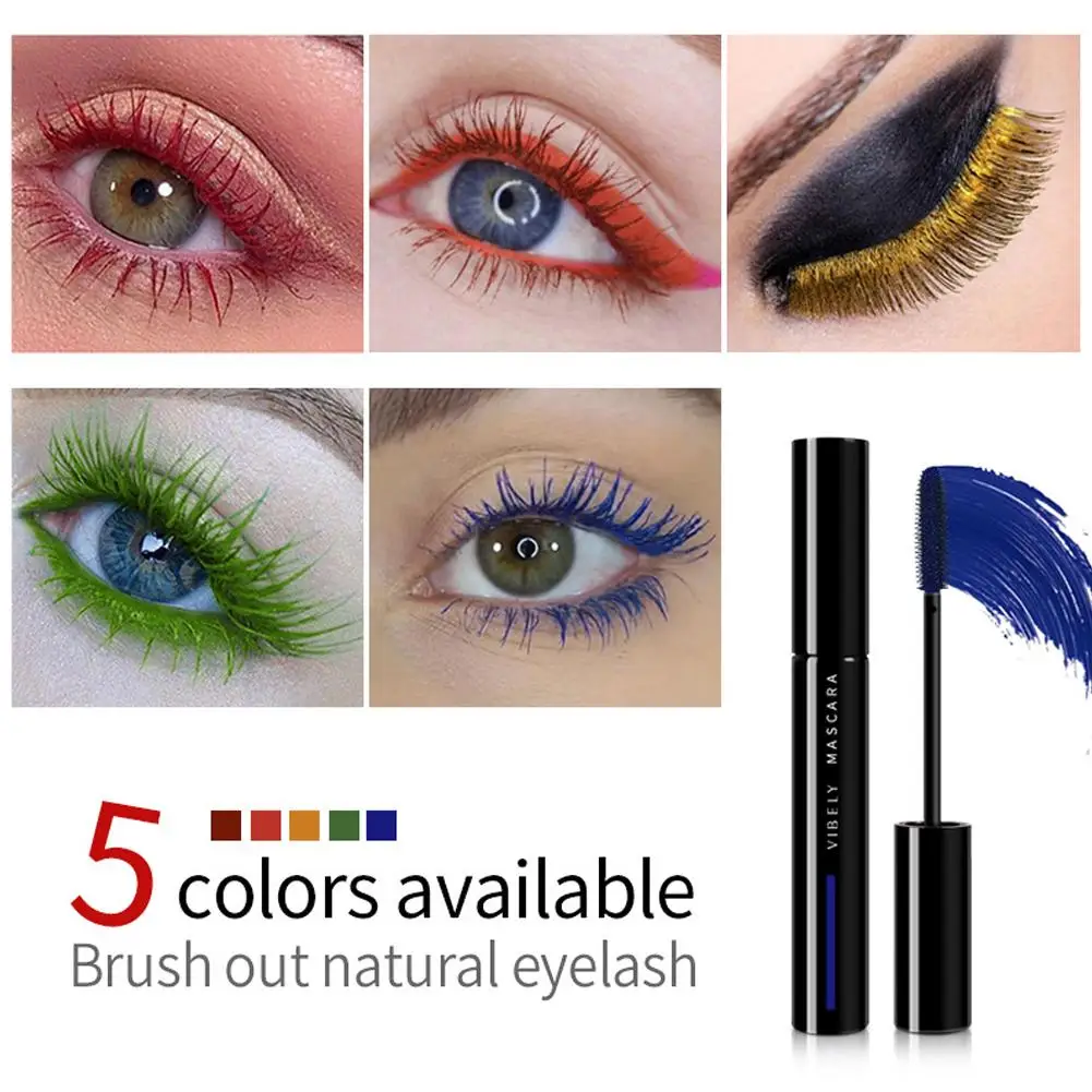 Vibrant 5-Color Mascara for Party Looks Volumizing Lengthening Colored Mascara Waterproof Long-Lasting Smudge-Proof Mascara