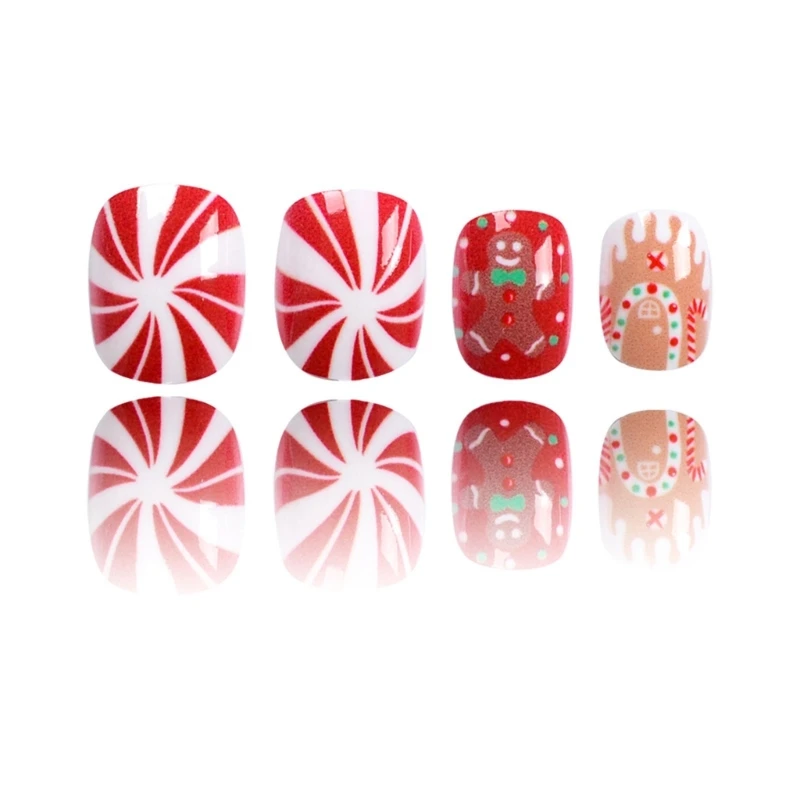 Gingerbreads Man Press On Nails Christmas Full Cover on Nails False Nails Dropship