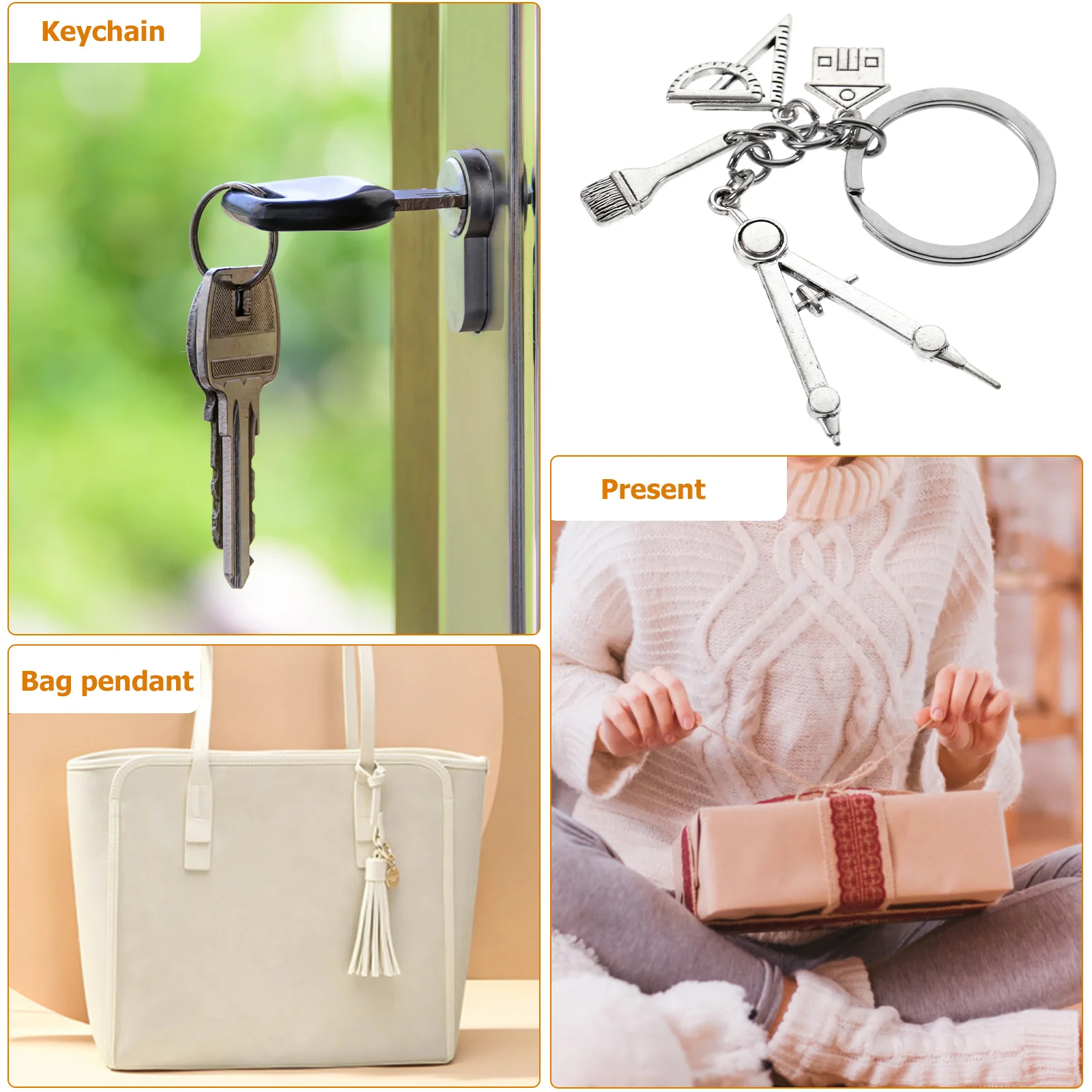 Cute Keychain for Backpack Bookbag Pendant Architect Gifts Zinc Alloy Carabiner Creative Decorative Bag Purse Accessory