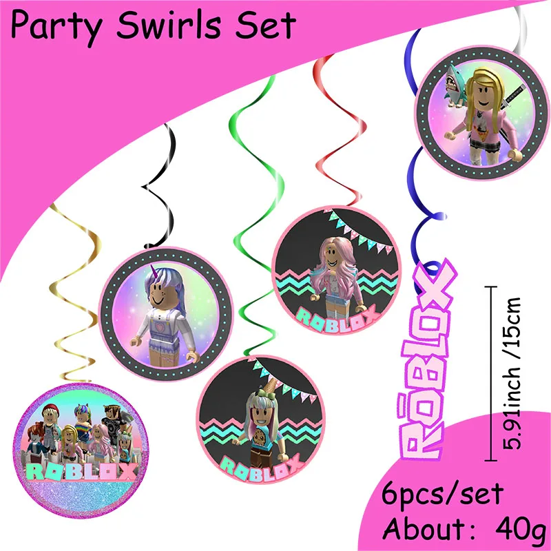Roblox Girl Decorations for Purple pink Party Banner Birthday Balloons Tablecloths Cake Topper Napkins Tableware Kid Gift Supply